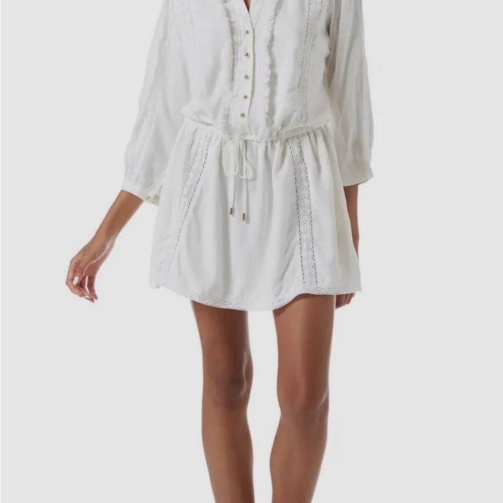 NWT $239 Melissa Odabash Women's Scarlet Cream Swim Cover-Up Dress L